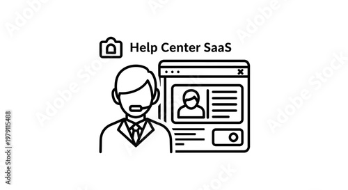 Help Center SaaS Icon: Customer Support Agent and Interface