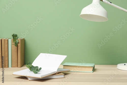 Books with eucalyptus branc...