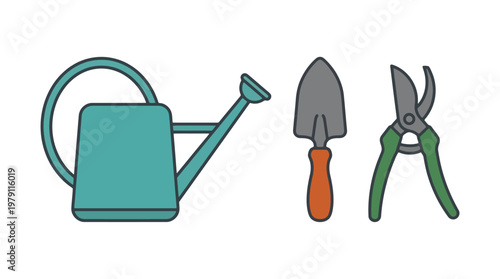 Gardening tools for yard work outside.