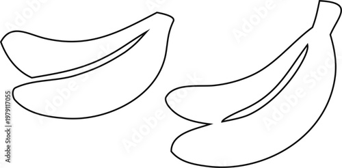 Simple banana line art vector with minimal detail. Perfect for organic product labels, food blogs, packaging, and tropical-themed graphic design.