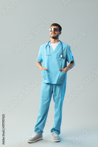 Male doctor in AR glasses o...