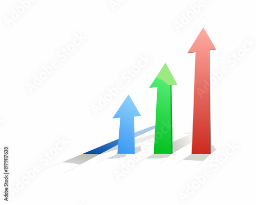 Ascending arrows illustrate growth progress and positive trends in a chart