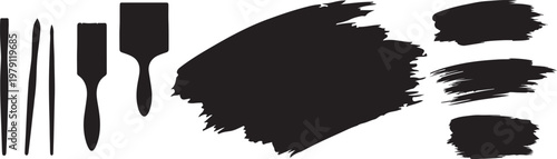brush vector Collection of hand painted grunge brush strokes