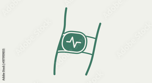 Hand-drawn smartwatch with heart rate monitor icon on a light background