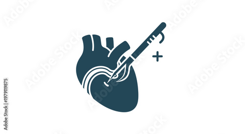 Heart surgery icon, medical procedure, cardiology, healthcare, surgical intervention concept