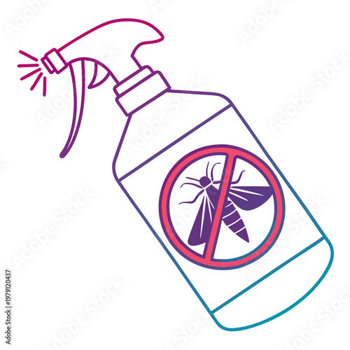 Manual trigger spray bottle for mosquito control illustration with repellent sign vector icon for cleaning and pest management products background.