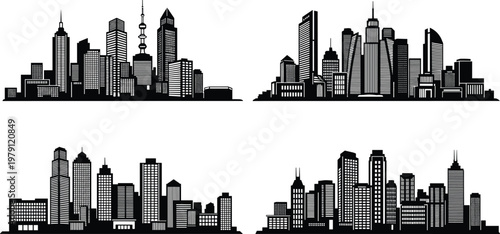 skyline, silhouette, cityscape, architecture, skyscraper, urban, buildings, metropolis, tower, horizon, downtown, landscape, spire, dome, modern