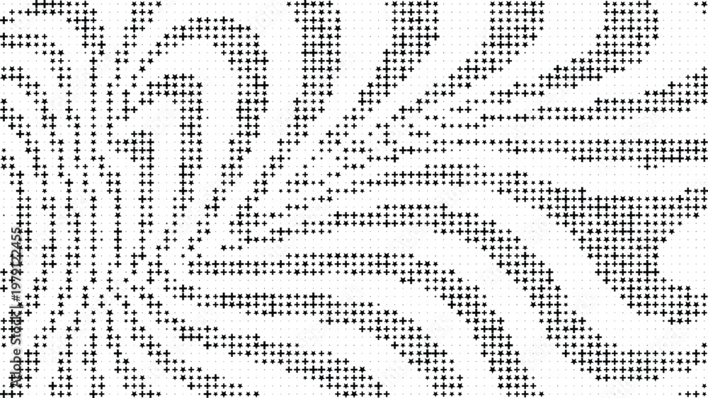 Fototapeta premium Black Stars and Cross Pattern White Background, Star and Cross Seamless Pattern Clean White Background