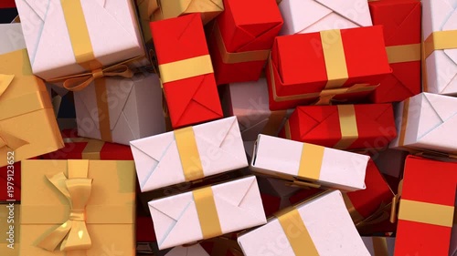 3D animation of gift boxes falling on dark background, Big Sale or Special Limited Offer concept