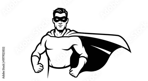A cartoon superhero with a cape and mask standing confidently in a powerful pose.
