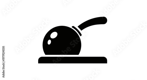 A simple black icon of a meatball on a serving dish with a toothpick.