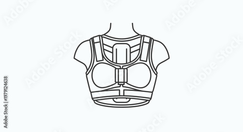Medical Brace for Chest and Back Support, Posture Corrector Line Art Icon