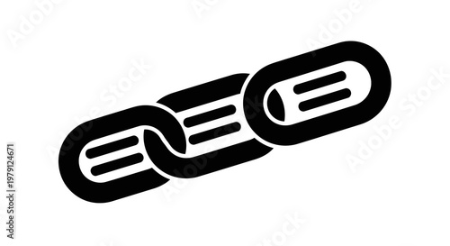 A simple black chain link icon on a white background is displayed.