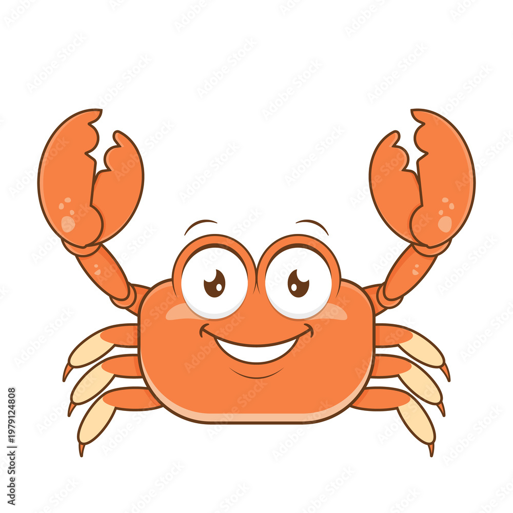 Fototapeta premium crab smile face cartoon cute