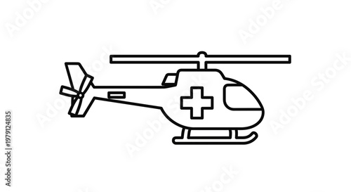 Medical Helicopter Icon, Air Ambulance, Emergency Transport, Healthcare Symbol