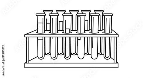 Rack of Test Tubes with Liquid in a Scientific Laboratory Setting