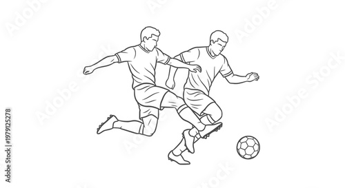 Two soccer players competing for the ball on the field.