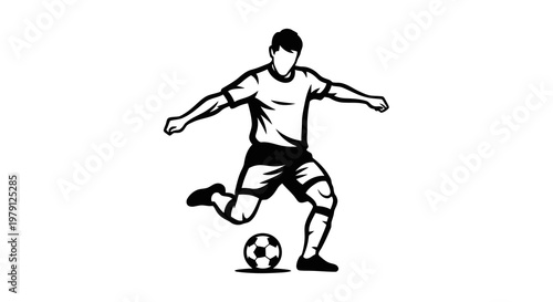 A soccer player in action, kicking a ball with skill and precision on the field.