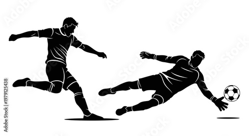 Soccer player kicking the ball past the goalkeeper in action.