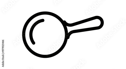 A simple line drawing of a frying pan with a handle on a white background.