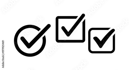 Simple black checkmark icons on white background indicating approval or confirmation