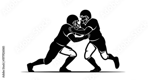 Two rugby players in a fierce tackle, showcasing strength and teamwork in a competitive match.