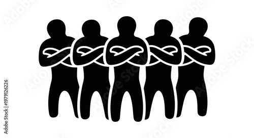 Four silhouetted figures standing together in unity and solidarity.