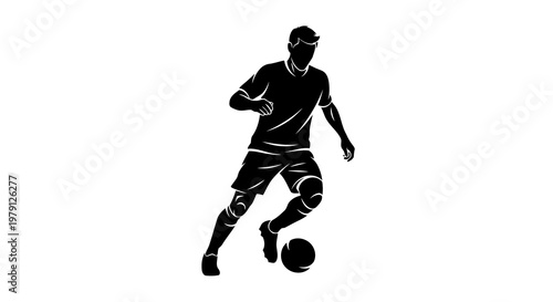 A soccer player in action, dribbling the ball with skill and precision on the field.