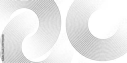 White geometric abstract background overlapping layers on bright space with line effect decoration. Circle style concept modern graphic design element for banner, flyer, card.