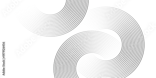 White geometric abstract background overlapping layers on bright space with line effect decoration. Circle style concept modern graphic design element for banner, flyer, card.