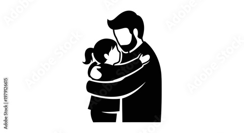 A man holding a young girl in a warm and comforting embrace.