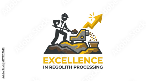 Regolith Processing Company Logo with Miner and Growth Arrow