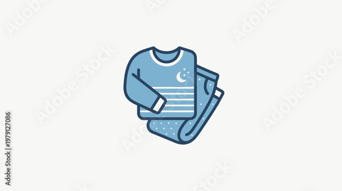 Cozy Blue Pajama Set with Moon Design