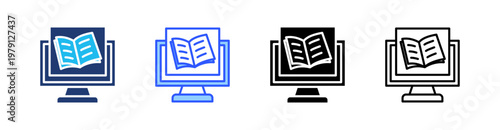 Digital Book Multiple Style Icon Set Collection Pack Web Banner Vector 