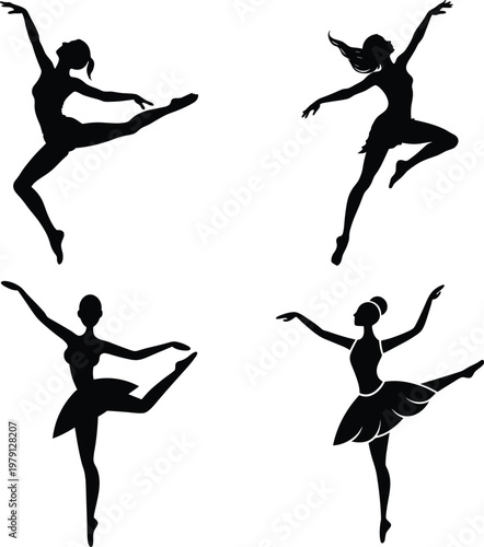 Ballet Dancer Silhouettes Set Graceful Dance Poses Collection
