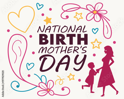 NATIONAL BIRTH MOTHER’S DAY vector illustration isolated on white background