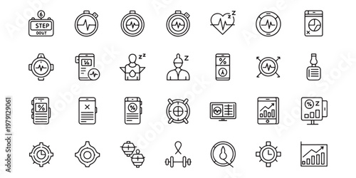 Business icons, line style, 25 elements, vector set, infographic symbols, corporate signs