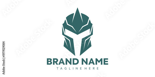 Modern knight helmet logo design template.