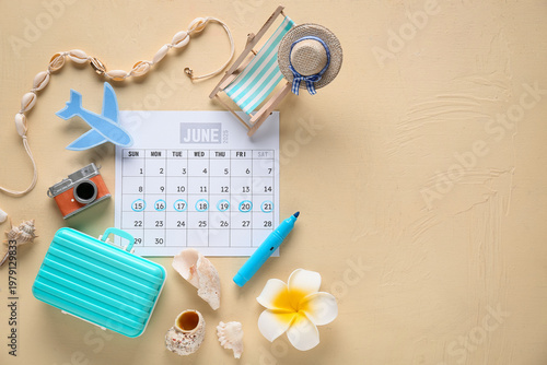 Calendar with marker and be...