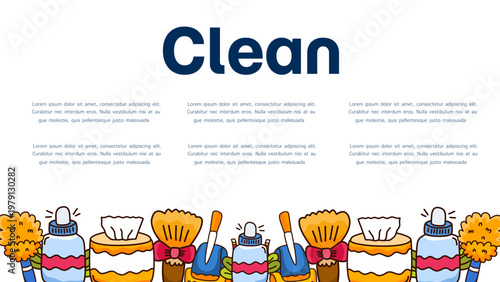cleaning service banner with tissue boxes and professional sanitizing supplies for hygiene