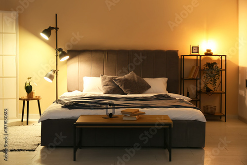 Stylish interior of bedroom...