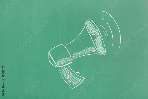 Drawn megaphone on green ch...