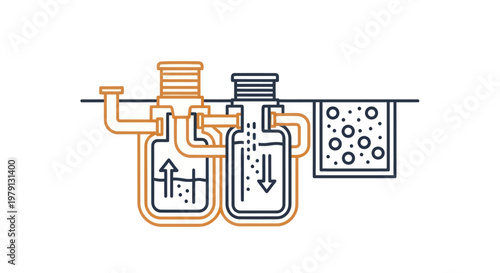 Septic Tank System Diagram Showing Flow and Filtration Process.