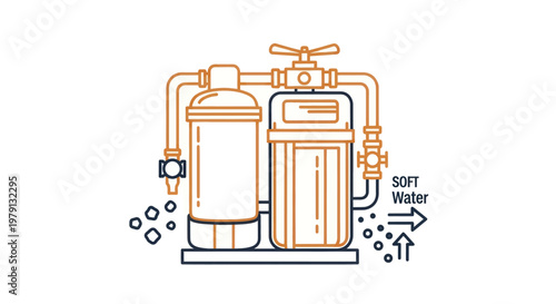 Water Softener System for Home Use Illustration.