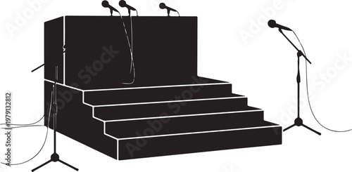 Professional podium with microphone for public speaking conference presentations .Public Speaking and Press Conference Stage