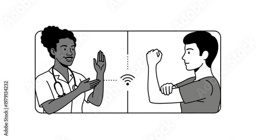 Doctor and patient in telehealth consultation, remote medical care, health technology