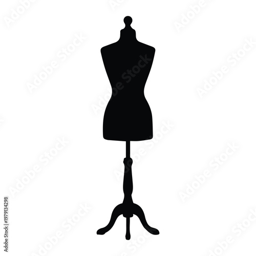 Dress Form Mannequin Icon Silhouette Vector black design on a white background