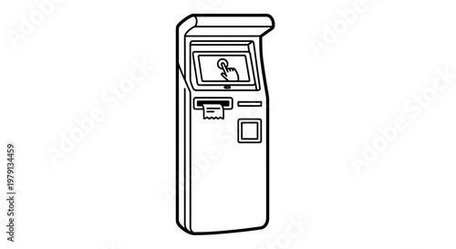 Self-service kiosk with touchscreen and receipt printer, modern technology