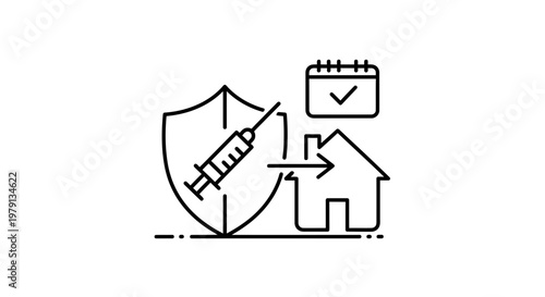 Vaccination protection for home, healthcare, safety, and calendar appointment concept