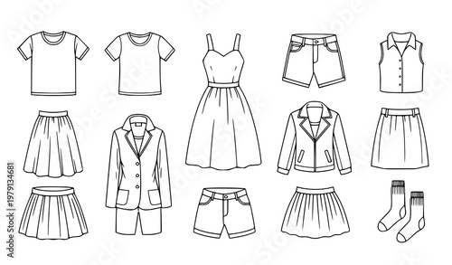 Minimalist Kids Fashion Outfit Vector Set for Design Projects
